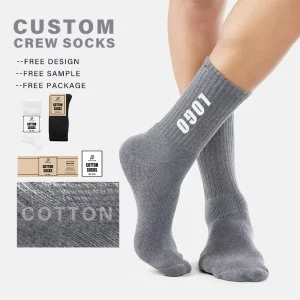 Unisex Athletic Logo Crew Socks Custom Cotton Digital Printing Spring Gym Socks
