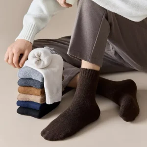 Unisex Autumn Crew Knitted ODM Solid Color Casual Warm Sweat-absorbing Breathable Eco-Friendly Fleece Towel Bottom Socks