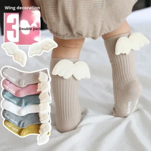 Unisex Baby Spring Autumn Angel Cute Wings Baby Walking Socks Non Slip Children’s Cotton Long Socks With Wings Material Socks