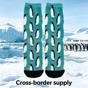 Unisex Bamboo Fiber Mid-Calf Tube Socks 3D Digital Printed Animal Pattern Antibacterial Deodorant Penguin Design Spring ODM