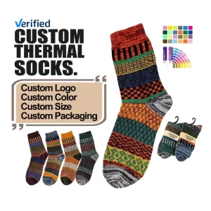 Unisex Colorful Thick Terry Cushioned Warm Heated Socks Winter Crew Thermal Socks