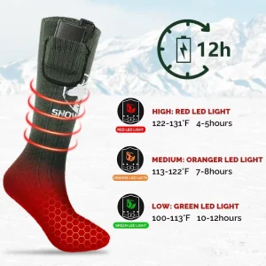 Unisex Compression 7.4V 3000mAh Battery Powered Washable Knitted Body Heated Winter Hunting Socks