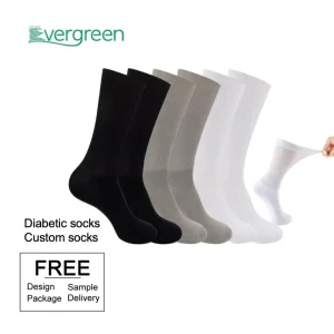 Unisex Cotton Bamboo Blend Diabetic Socks 6 Pairs with Non Binding Top for Swollen Legs & All Day Standing Comfort
