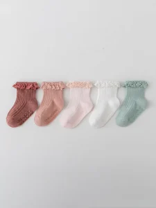 Unisex Cotton Crew Socks for Newborns Toddlers Boys Girls 0 36 Months Non Slip Ruffle Floor Socks for Winter Summer