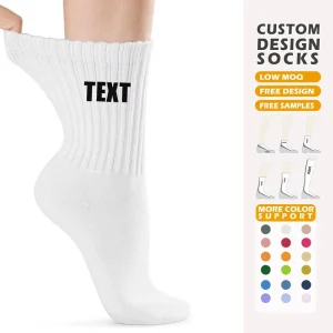 Unisex Crew Personalized Custom Logo Socks White Casual Sport Mid Tube Socks