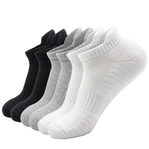 Unisex Custom Cotton Cushioned Running Socks Low Cut Winter Knitted with Logo on Cuff Bottom Quick Dry Men’s Sports Ankle Socks