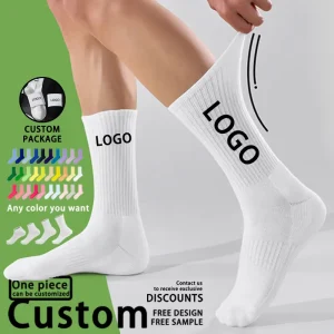 Unisex Custom Embroidered Athletic Logo Running Ankle Crew Socks Men’s Sports Cotton Compression Black for Autumn Sports