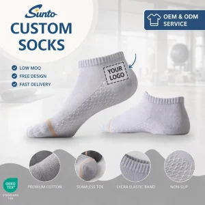 Unisex Custom Logo 100% Cotton Crew Sport Socks Breathable Anti-Slip Oeko-Tex Certified Athletic Socks