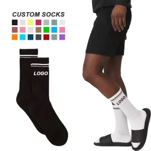 Unisex Custom Logo Athletic Cotton Embroidered Socks Bulk Thin Knitted Crew Soccer Dress Socks Personalized Sports Socks