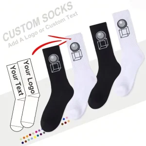 Unisex Customized Colorful Crew Socks No Minimum Personalized Logo on Bottom for Men’s Spring Season