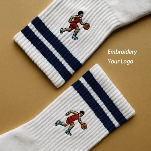 Unisex Embroidery Socks Custom Logo Crew Sports Embroidered Socks