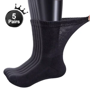 Unisex Factory Custom Men’s Bamboo Fiber Socks Organic Solid Black Sweat Absorbent Mush