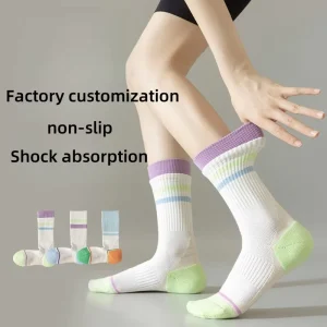 Unisex Jacquard Sport Socks High Quality Cotton Athletic Crew with Fun Logo Low MOQ Men’s & Women’s Bottom Position Logo