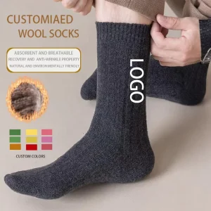 Unisex Merino Wool Socks Durable Breathable Crew for Hiking Sports Casual Sweat-Absorbent Anti-Slip Knitted Cotton Wool