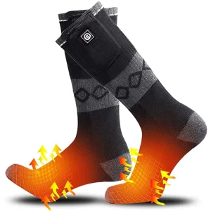 Unisex Mid Calf Heated Thermal Socks Sporty Style Solid Pattern Thin Compressed Elastic Composite Fiber Rechargeable