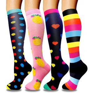 Unisex New Style Athletic Running Sports Breathable Fashion Colorful Nurse Knee High Compression Socks