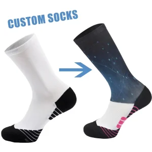 Unisex Polyester Sublimation Seamless Crew Sock Manufacturer Cycling Running Sports Sock 3D Quick Dry Breathable