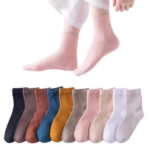 Unisex Solid Color Breathable Quick Dry Anti Odor Plain Bamboo Socks Crew Anti Slip Design Custom Spandex Casual Autumn