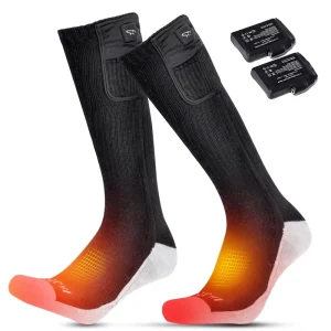 Unisex Thermal Battery Heated Socks Anti Slip Coolmax Material Breathable High Crew Winter Socks New Solid Logo Pattern Men