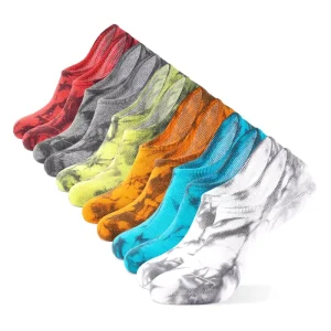 Unisex Tie Dye Color Short Ankle No Show Socks Cotton Sweat Absorbing Breathable No Show Socks