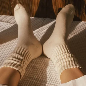 Unisex Vintage American Slouch Crew Sock Thick Yarn Knit Mid Calf Stackable Streetwear Couple Retro Long Tube Cotton Socks S007