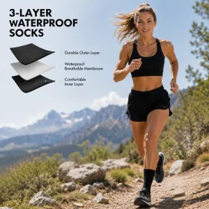 Unisex Waterproof Socks 3 Layer Breathable Mid Calf Outdoor Hiking Fishing Cycling Camping Socks Men Women OEM ODM Supplier