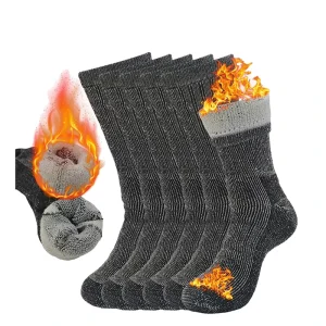Unisex Winter Outdoor Casual Extra Thick Crew Boot Socks Wool Nylon Thermal Knitted Quick Dry Body Cuff