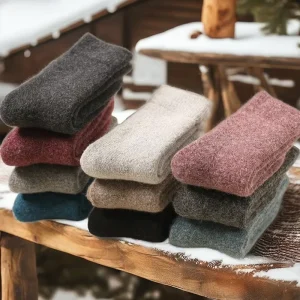 Unisex Winter Wool Socks Custom Design Crew With Thick Terry Cushion Spandex Acrylic Daily Use Adults