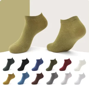 Unisex Women’s No-Show Cotton Socks Thin Low-Cut Non-Slip Heel Grip Knitted Breathable Anti-Bacterial Ankle Invisible Socks