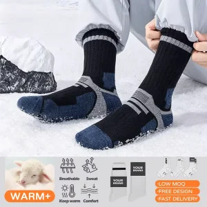 Unisex Wool Socks Winter Thick Thermal Socks Quick Dry Warm Professional Sports Crew Socks