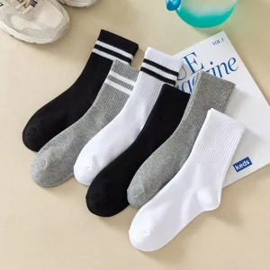 Verified Sock Manufacturers Jingwen Calcetines Deportivos CE Certificated Autumn Spring Polyester Breathable Crew Sport Sock