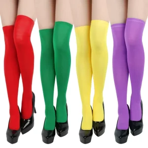 Vibrant Solid Over The Knee High Socks Breathable Summer Thigh High Socks Fashion Over the Knee Socks for Women Teens