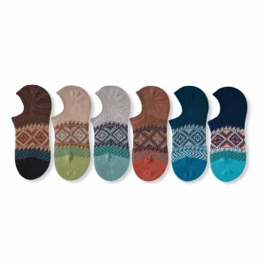 Vintage Ankle Socks Silicone No Show Socks Casual Cotton Invisible Hidden Liner Boat Socks Anti Slip for Summer
