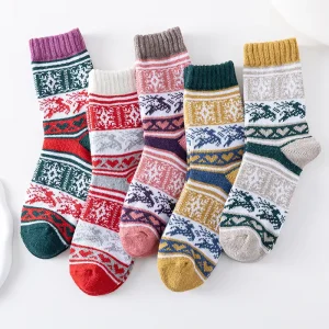 Vintage Style Warm Cozy Christmas Wool Socks for Women