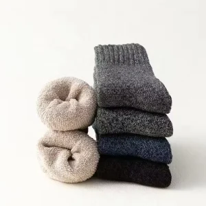 Vintage Thick Terry Knit Warm Mid Calf Socks for Men Casual Crew Body Winter Heavy Thermal Set Minimum Order 5 Pairs