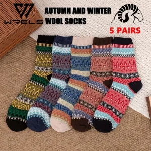 WRELS Wool Socks Warmer Soft Odor Free Winter Sports Socks Comfortable Skin Friendly Elastic Socks Sweat Absorbing Wool Socks