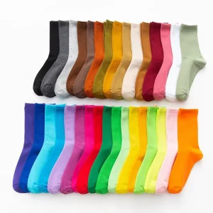 WUYANG FACTORY WY 046 No MOQ Cotton Crew Men women Plain Pure Candy Color Fashion Dress Sport Unisex Socks
