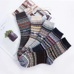 WUYANG FACTORY WY 080 Unisex Crew Size Winter Wool Socks Classic Pattern Both for Men and Women