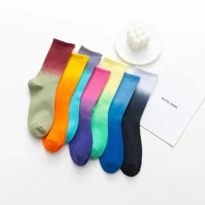 WY 025 Factory Dip Dye Women And Men Unisex Sports Athletic Basketball Cotton Crew Socks