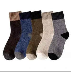 Warm Casual Thick Winter Crew Men Terry Wool Socks Custom Business Tube Cushioned Socks for Men