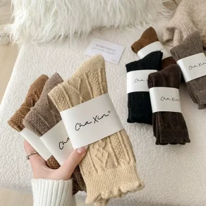 Warm Socks for Women New Solid Color Thick Autumn Winter Casual Wool Socks Female High Quality Cute Frilly Fashion Comfort Socks