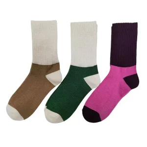 Warm Thermal Thick Wool Sock Autumn Season Two Color Block Crew Sport Casual Socks with Cuff Logo Eco Friendly Custom Design