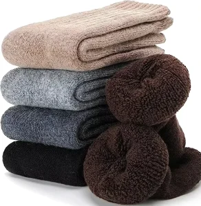 Warm Thick Knit Wool Fuzzy Winter Woolen Socks Casual Crew Socks Winter Warm Thick Heated Gift Men Warm Terry Socks