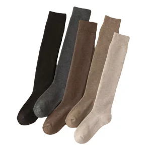 Warm Winter Cushion Plain Cotton Calf Socks Custom Women Solid Long Crew Knee-high Socks