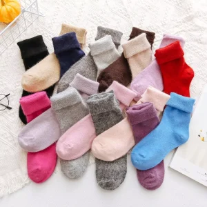 Warm Wool Crew Angora Socks Thick Soft Woolen Socks for Women Wool Hiking Socks