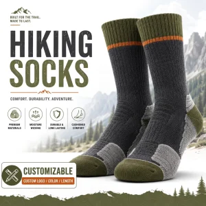 Warm Wool Outdoor Hiking Socks Customizable Terry Cushion Sport Socks Mid Calf Merino Wool Thick Youth For Men And Women