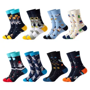 Whale New Fashion Special Cotton Socks Cartoon Outer Space Themed Patterns Astronaut Rocket Galaxy for Unisex Socks