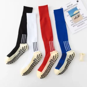 Whale OEM Custom Logo White Over Knee High Sport Compression Socks Anti Slip Crew Men’s Soccer Grip Non Slip Football Socks