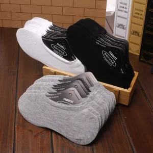 White Black No Show Invisible Hidden Boat Mens Non Slip Ankle Low Cut Business Socks Summer Sport Men’s Socks
