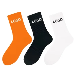 White Black Orange Men’s Sport Socks Custom Logo Fashionable Animal Pattern Knitted Crew for Basketball Golf
